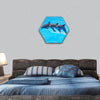 Three Bottlenose Dolphins, Tursiops truncatus, leaping hexagonal canvas wall art