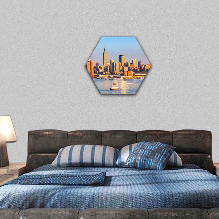 Panoramic view of Manhattan  hexagonal canvas wall art