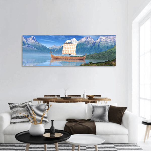 View of Viking Ship panoramic canvas wall art