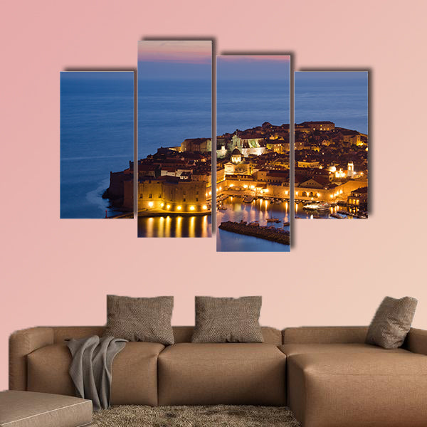 The Old Town of Dubrovnik at sunset, Croatia multi panel canvas wall art