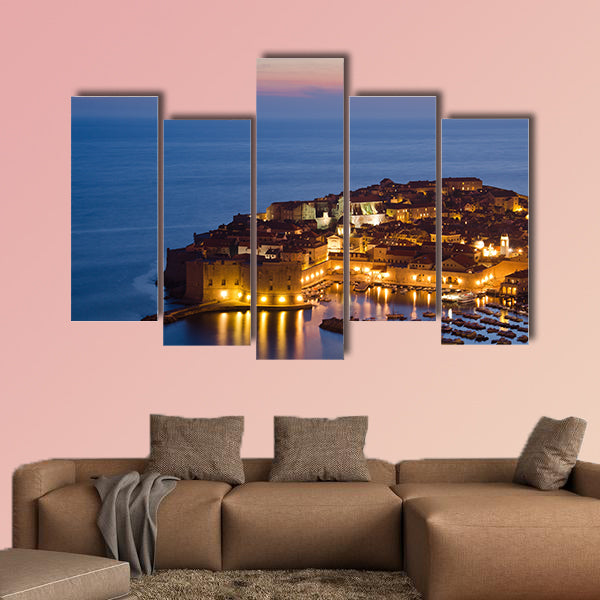 The Old Town of Dubrovnik at sunset, Croatia multi panel canvas wall art