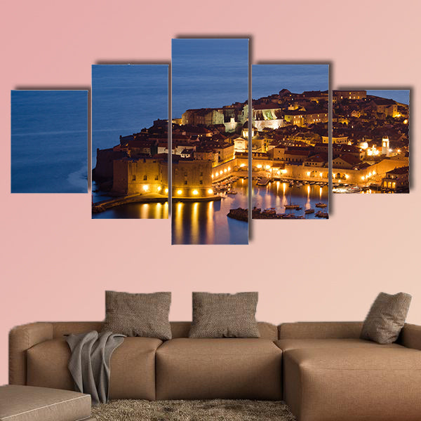The Old Town of Dubrovnik at sunset, Croatia multi panel canvas wall art