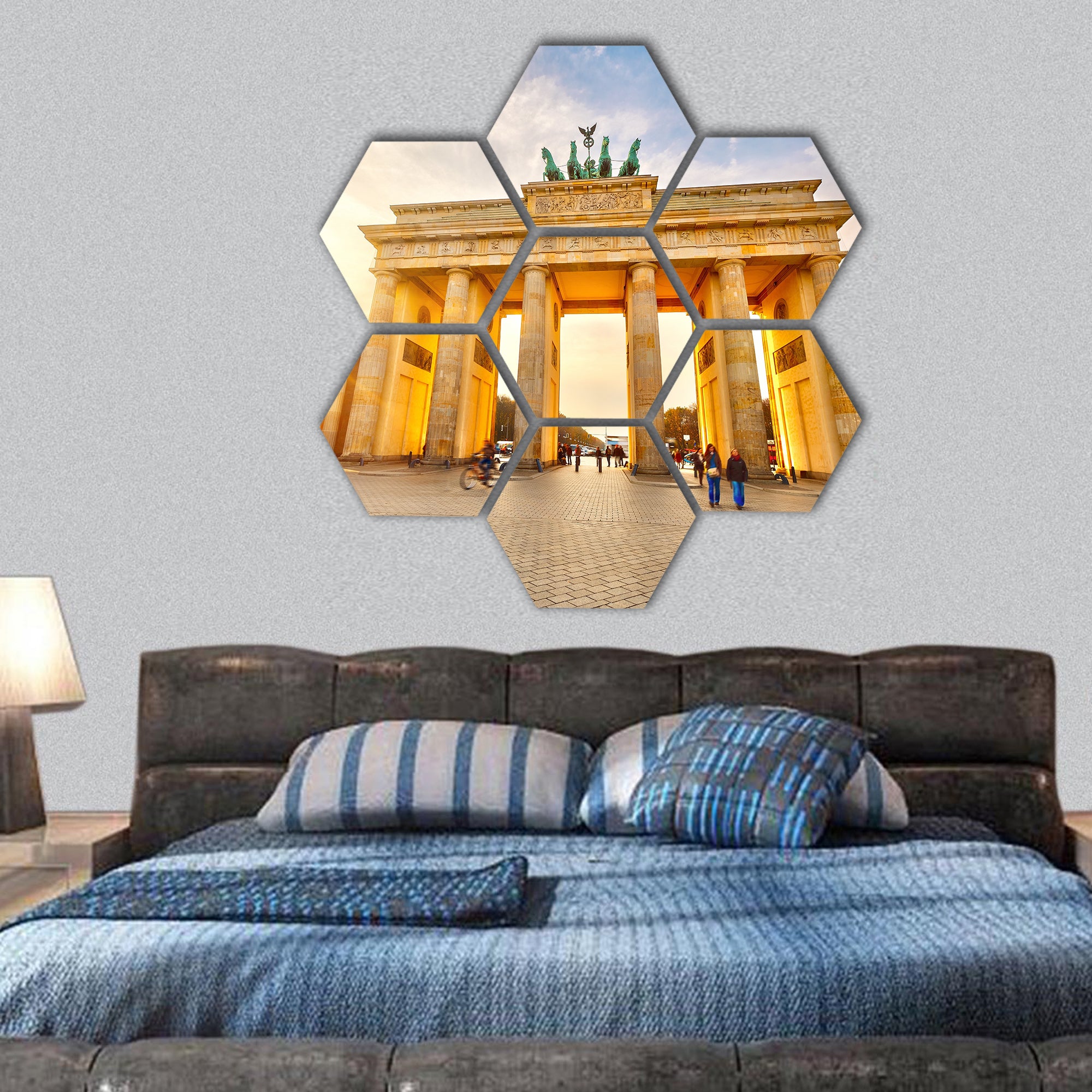 Brandenburg gate at sunset hexagonal canvas wall art