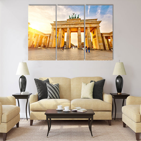 Brandenburg gate at sunset Multi Panel Canvas Wall Art