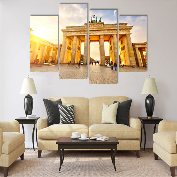 Brandenburg gate at sunset Multi Panel Canvas Wall Art
