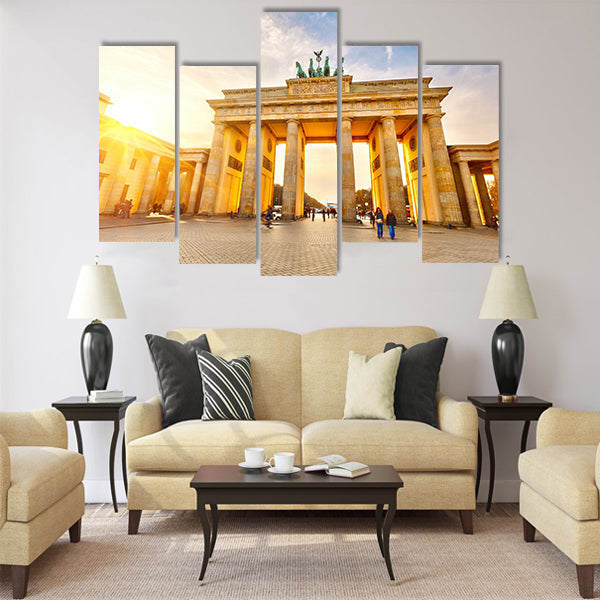 Brandenburg gate at sunset Multi Panel Canvas Wall Art