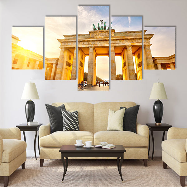Brandenburg gate at sunset Multi Panel Canvas Wall Art