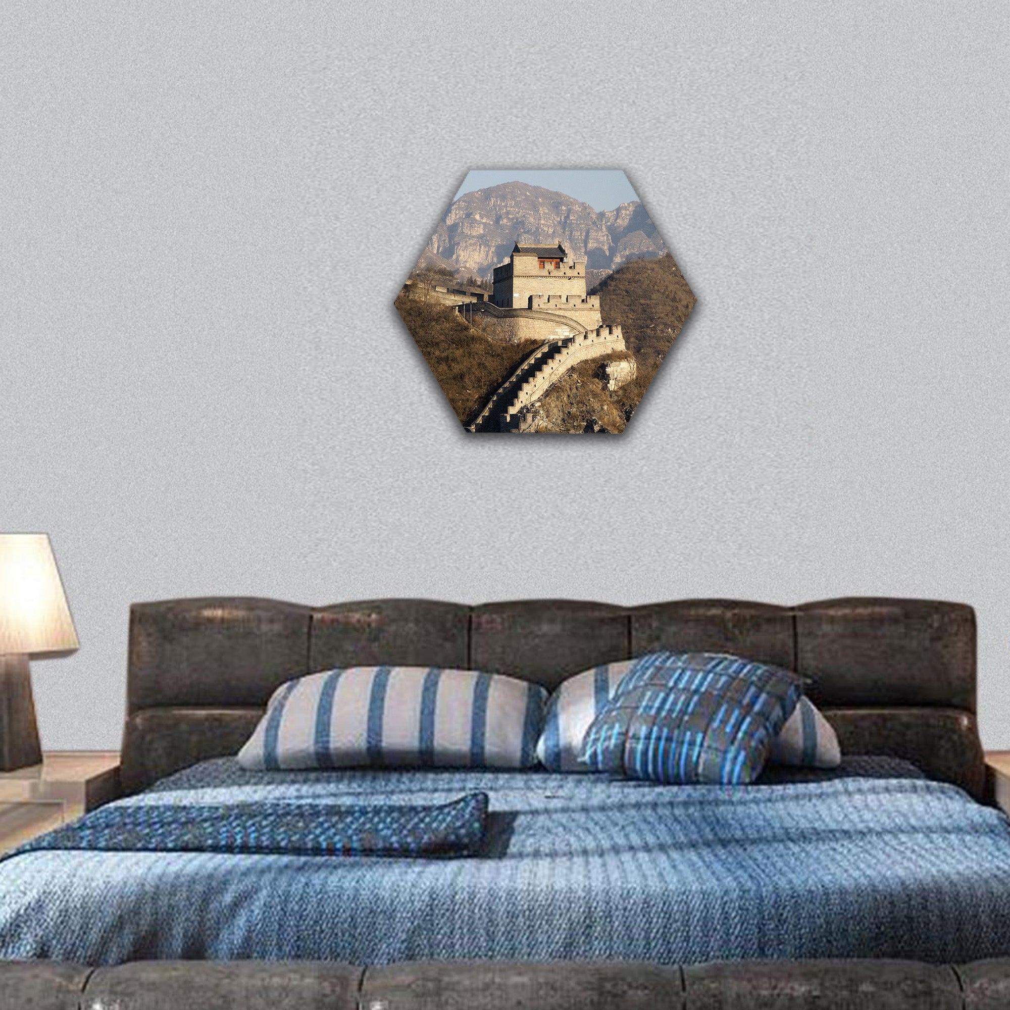 historical castle on the hill hexagonal canvas wall art
