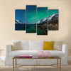 Aurora Borealis Northern lights reflection with fjords Multi panel canvas wall art