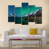 Aurora Borealis Northern lights reflection with fjords Multi panel canvas wall art