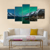 Aurora Borealis Northern lights reflection with fjords Multi panel canvas wall art