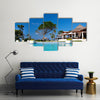 Swimming pool in Caribbean resort Multi panel canvas wall art