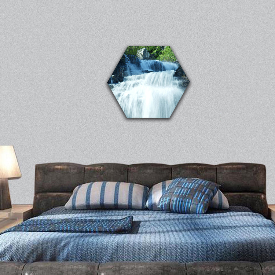 Mountain Waterfall Glacier Cascades hexagonal canvas wall art