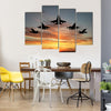 Five Bombers Flying Over Sunset Multi Panel Canvas Wall Art