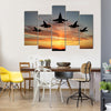 Five Bombers Flying Over Sunset Multi Panel Canvas Wall Art