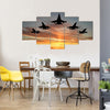 Five Bombers Flying Over Sunset Multi Panel Canvas Wall Art