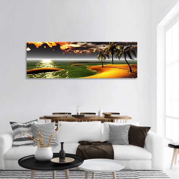 Hawaiian sunset in tropical paradise panoramic canvas wall art