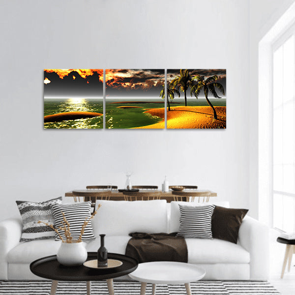 Hawaiian sunset in tropical paradise panoramic canvas wall art