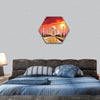 Taj Mahal palace in India on sunrise hexagonal canvas wall art