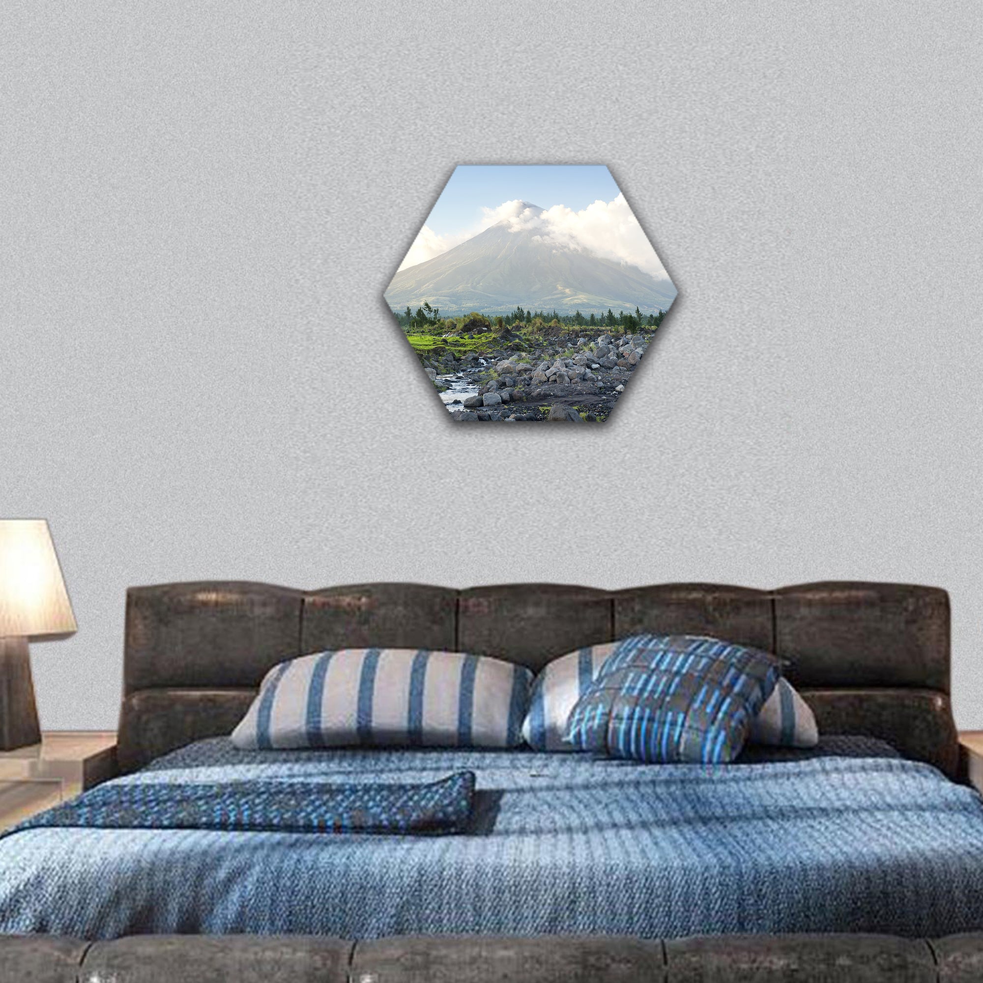 Mayon Volcano Philippines hexagonal canvas wall art