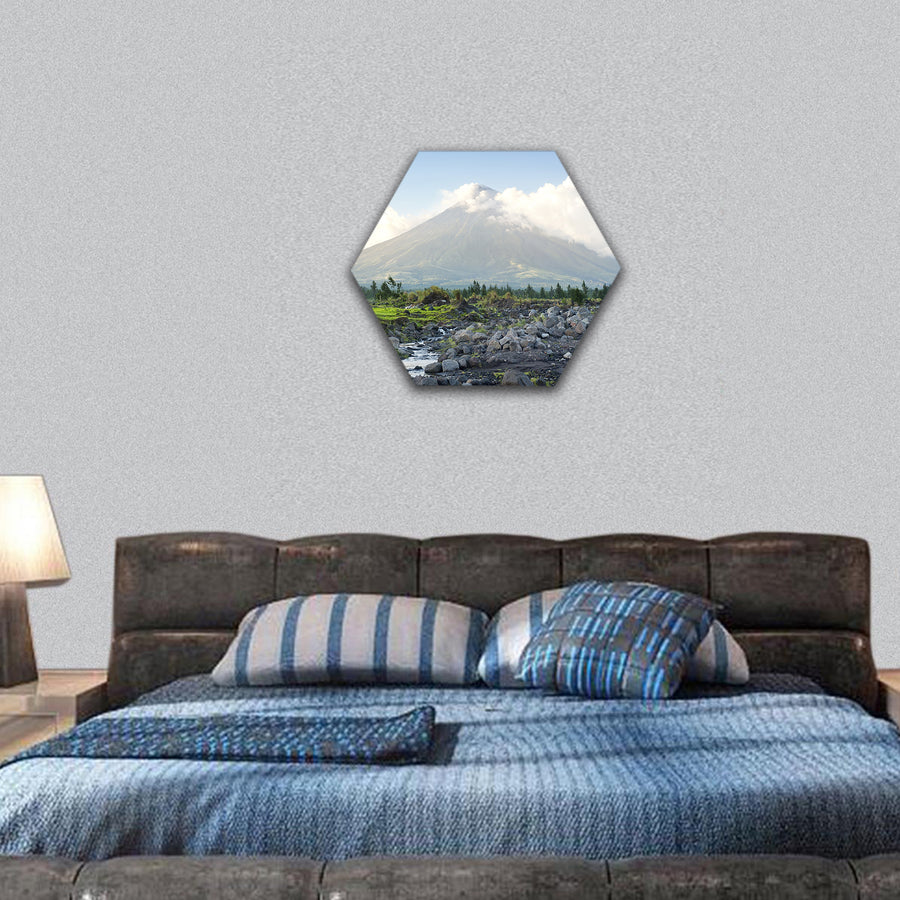 Mayon Volcano Philippines hexagonal canvas wall art