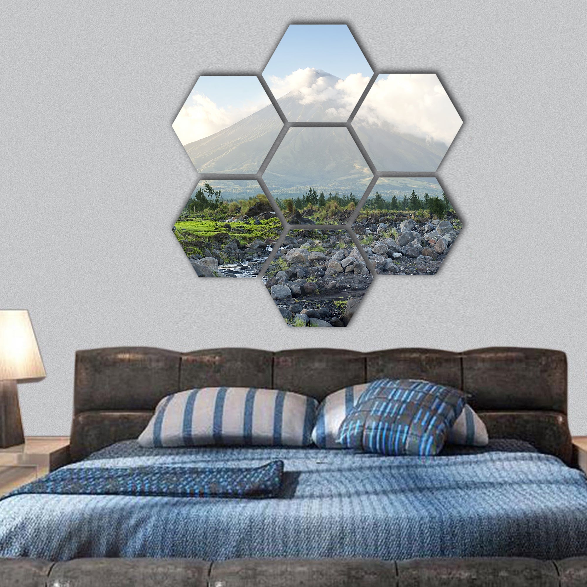 Mayon Volcano Philippines hexagonal canvas wall art
