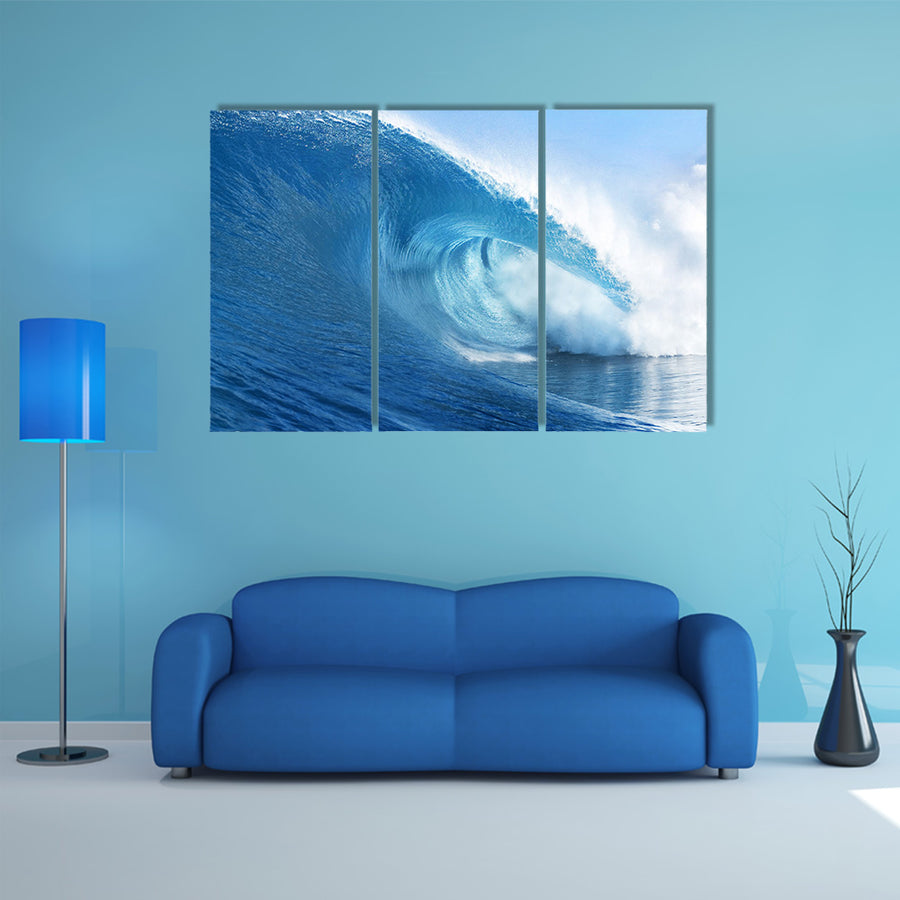 The Peak Of A Blue Ocean Wave, Multi Panel Canvas Wall Art, Multi Panel Canvas Wall Art