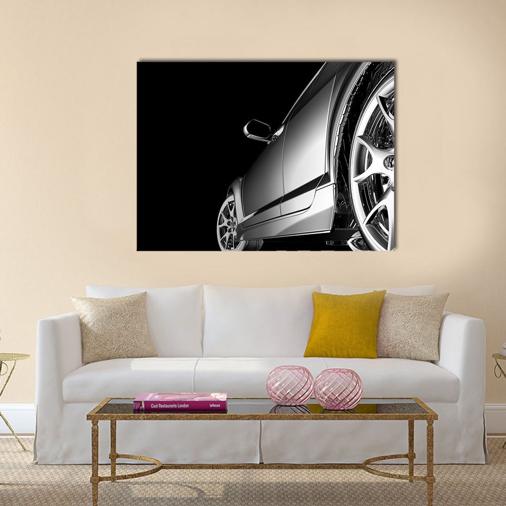 stylish car model on black Multi panel canvas wall art