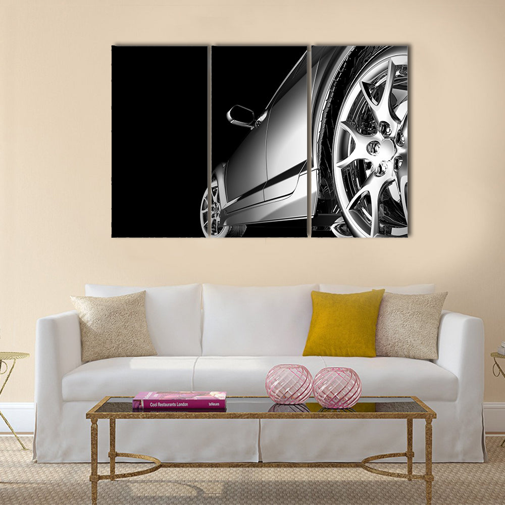 stylish car model on black Multi panel canvas wall art
