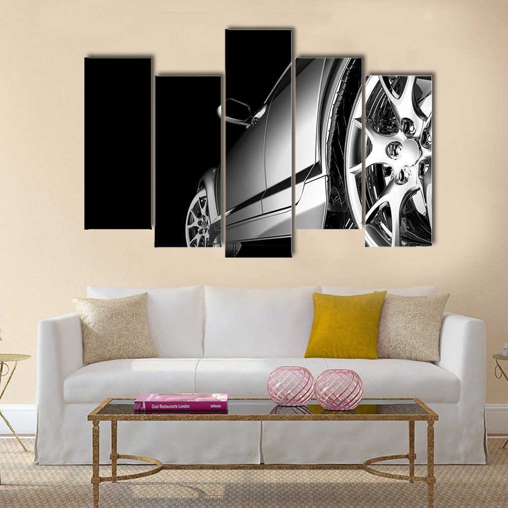 stylish car model on black Multi panel canvas wall art