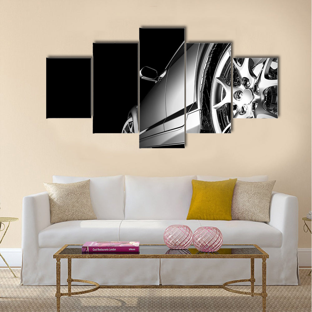 stylish car model on black Multi panel canvas wall art