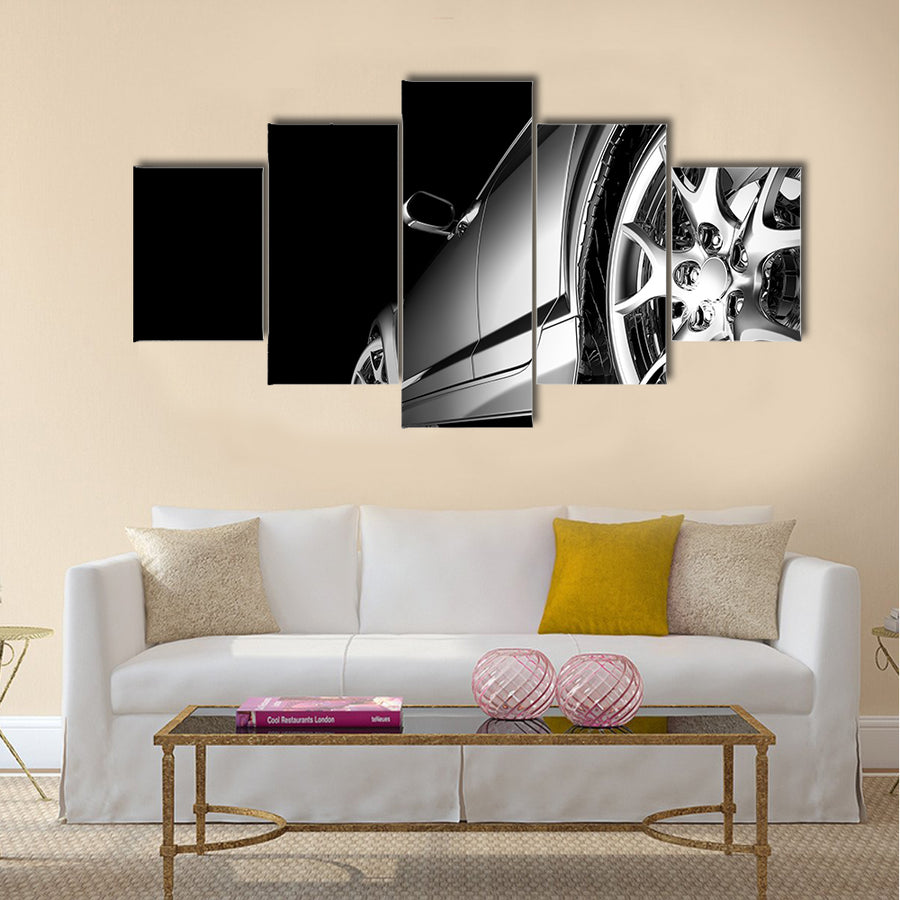 stylish car model on black Multi panel canvas wall art