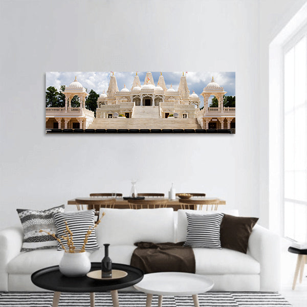 Hindu temple in Atlanta, GA panoramic canvas wall art
