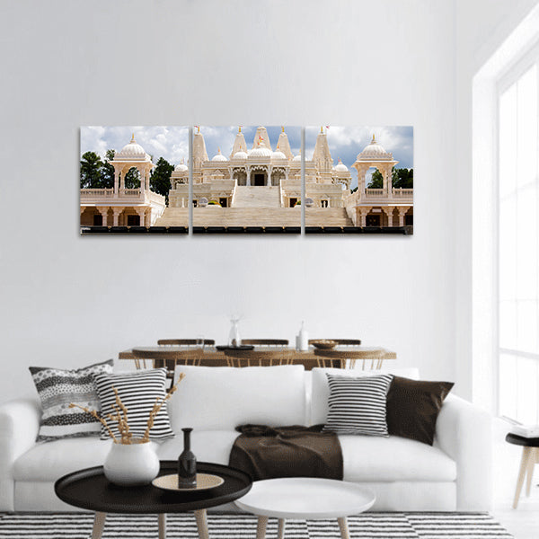 Hindu temple in Atlanta, GA panoramic canvas wall art