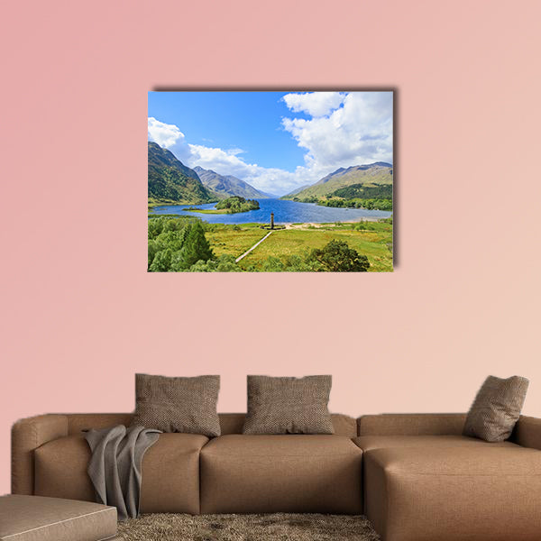 Glenfinnan Monument and Loch Shiel lake spring landscape wall art