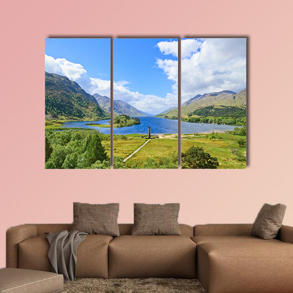Glenfinnan Monument and Loch Shiel lake spring landscape wall art