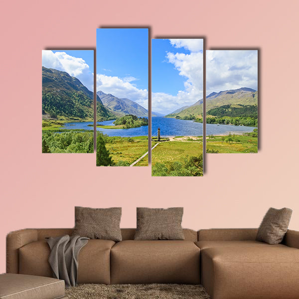 Glenfinnan Monument and Loch Shiel lake spring landscape wall art