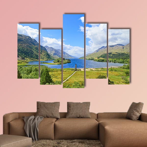 Glenfinnan Monument and Loch Shiel lake spring landscape wall art
