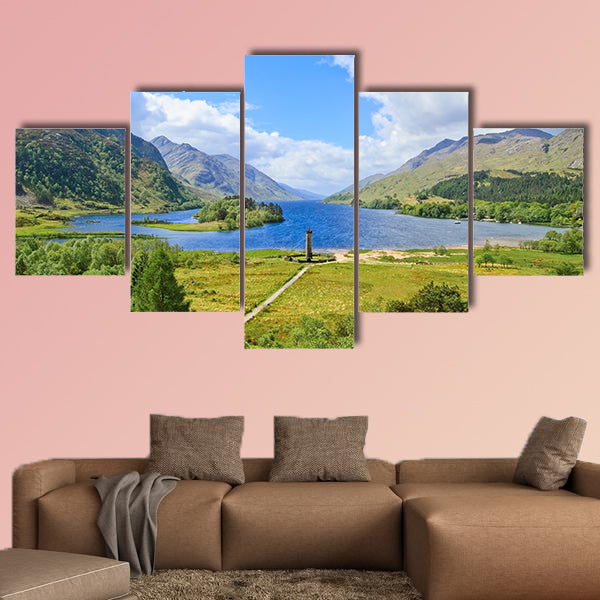Glenfinnan Monument and Loch Shiel lake spring landscape wall art