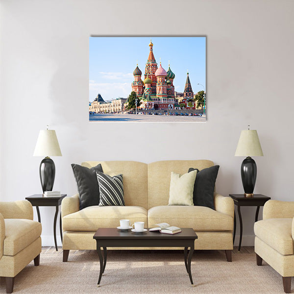 View of the Red Square with Vasilevsky descent in Moscow Multi panel canvas wall art