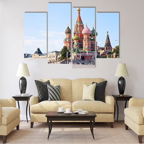 View of the Red Square with Vasilevsky descent in Moscow Multi panel canvas wall art