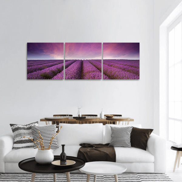 Beautiful image of lavender field Summer sunset landscape panoramic canvas wall art