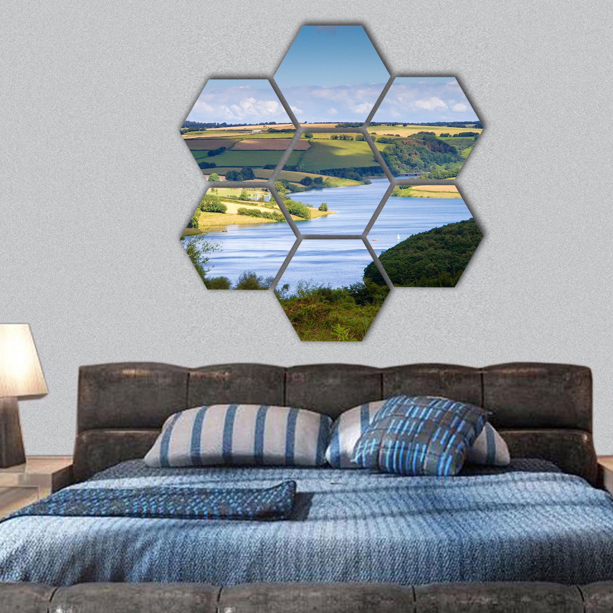 Wimbleball Lake Exmoor National Park hexagonal canvas wall art
