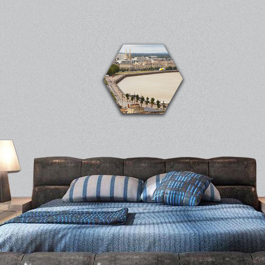 Aerial view on Bordeaux dockside, France hexagonal canvas wall art