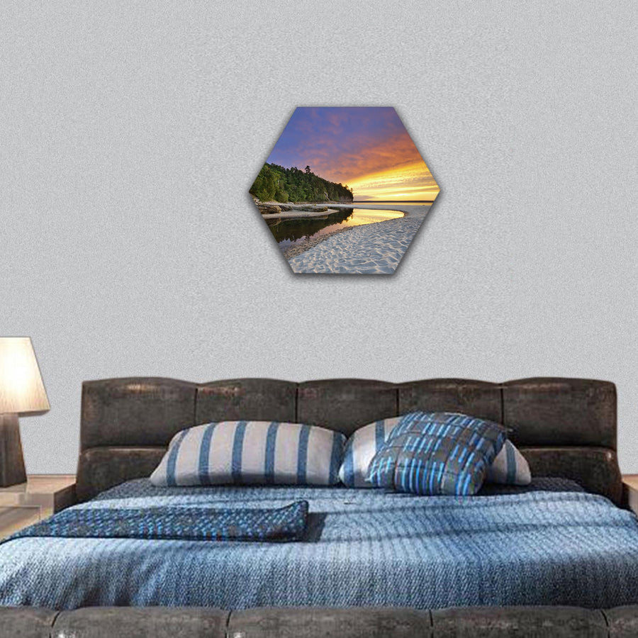 Miners Beach at Pictured Rock National Lakeshore hexagonal canvas wall art