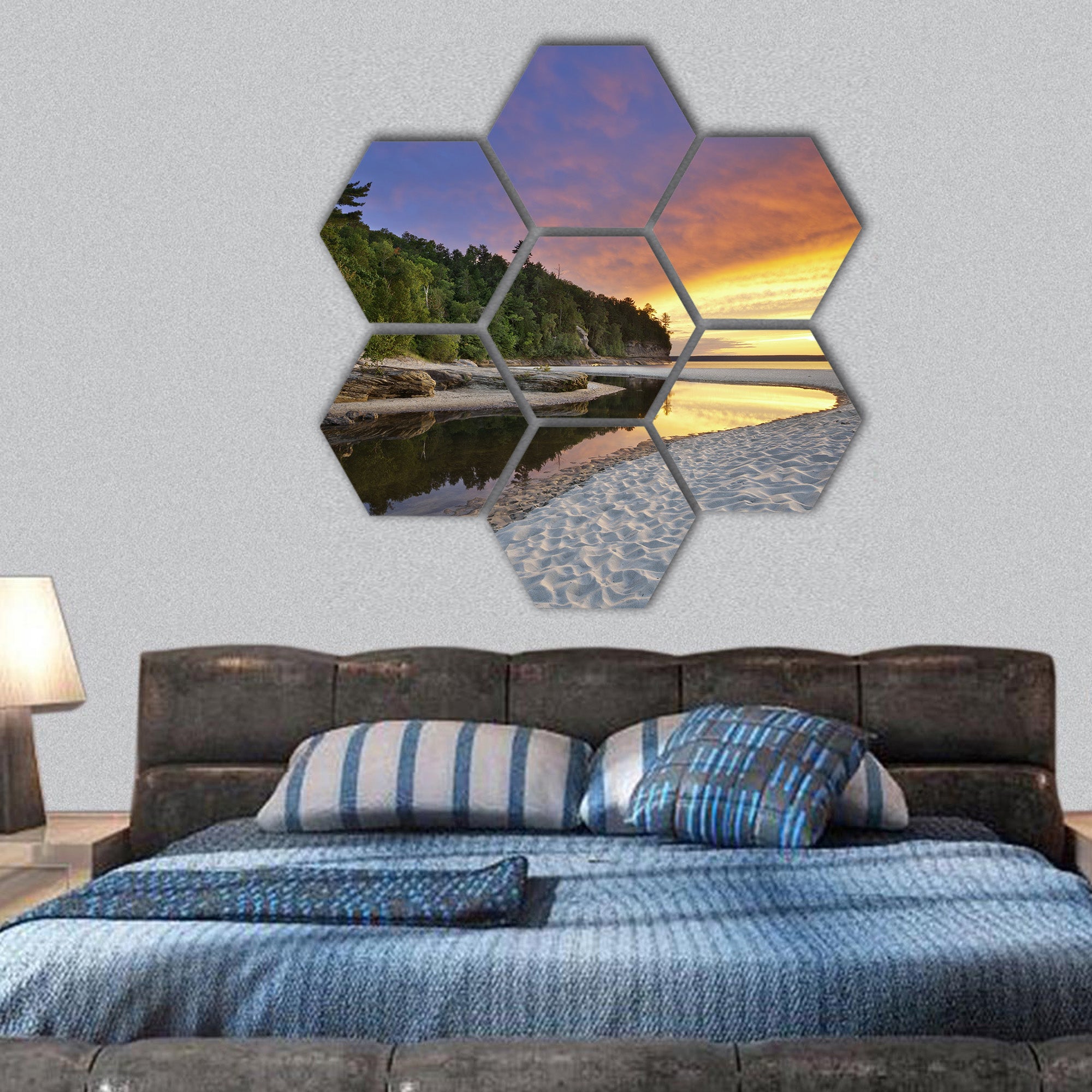 Miners Beach at Pictured Rock National Lakeshore hexagonal canvas wall art