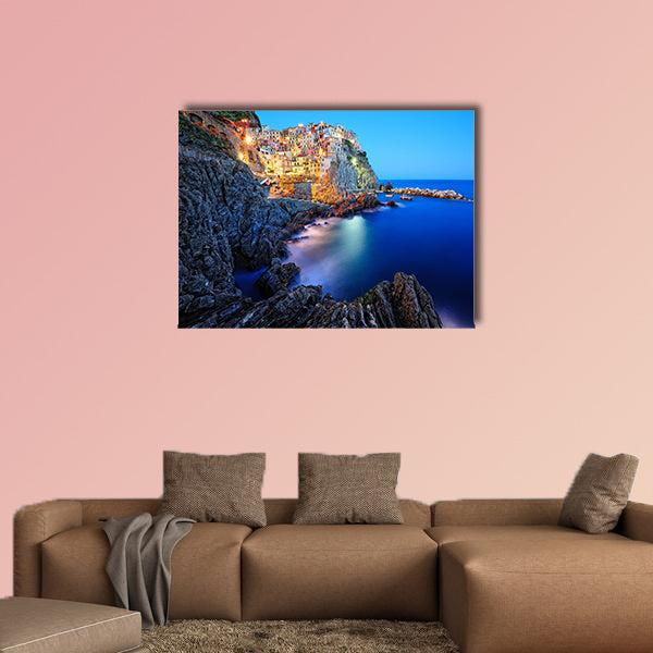 Evening in Manarola, a beautiful village in the National park of Cinque Terre in the Italy multi panel canvas wall art