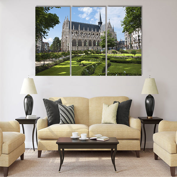 Brussels - Notre Dame du Sablon gothic church Multi panel canvas wall art