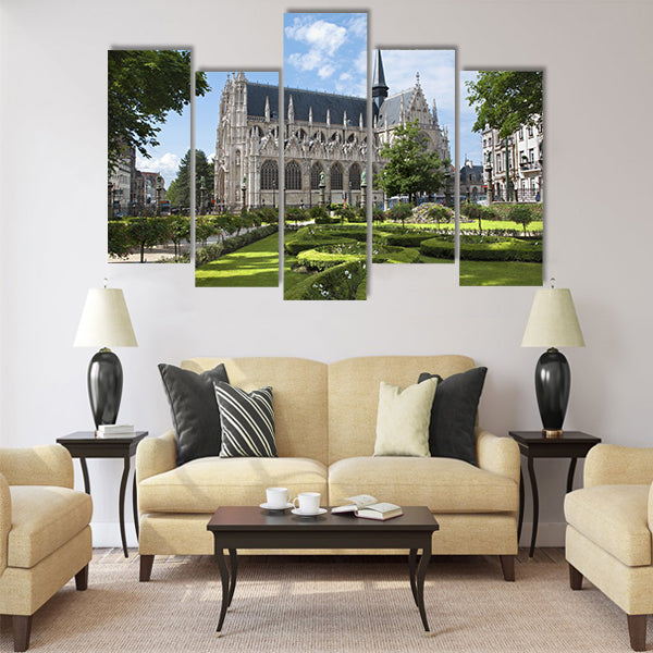 Brussels - Notre Dame du Sablon gothic church Multi panel canvas wall art