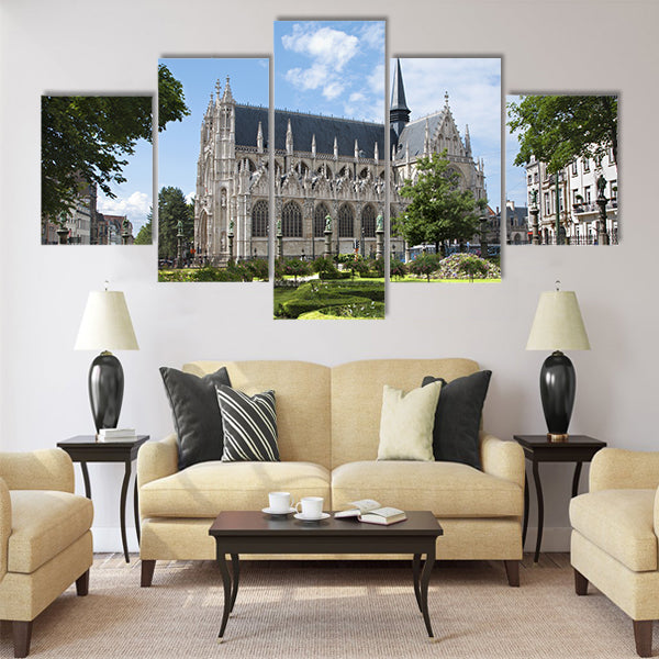 Brussels - Notre Dame du Sablon gothic church Multi panel canvas wall art